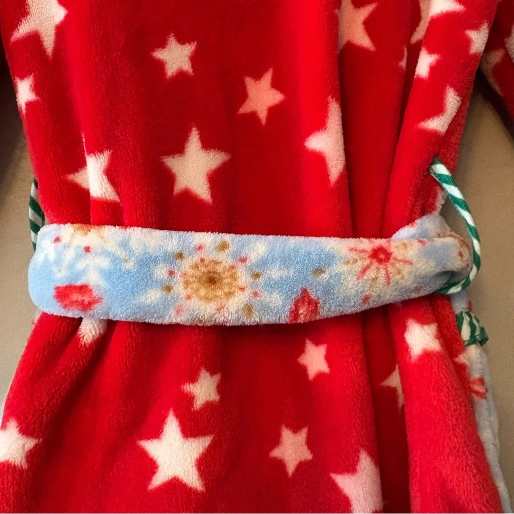 Matilda Jane evening in christmas red star holiday girls hooded robe size 4-6